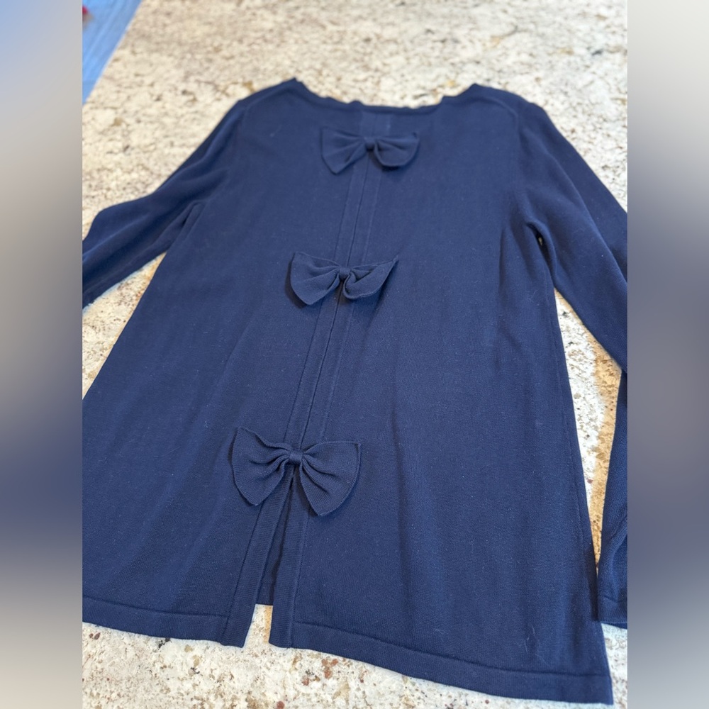 Crown & Ivy Navy Blue Crew Neck Sweater with Back Bows‎